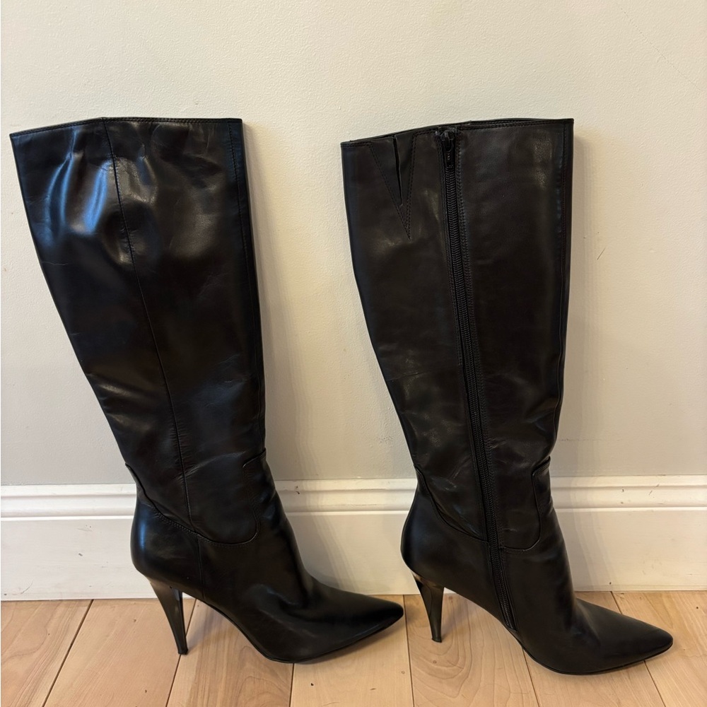 Nine West Black Leather Dress Boots - Picture 6 of 9
